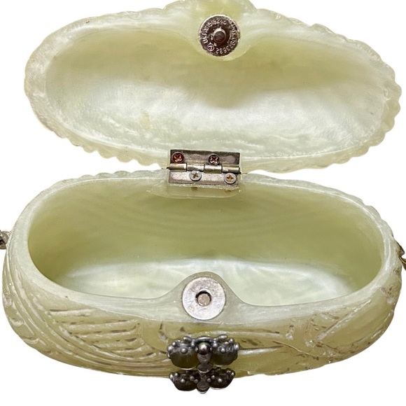 Maya Carved Resin Sculptural Crossbody Purse with Beaded Strap - Picture 6 of 10